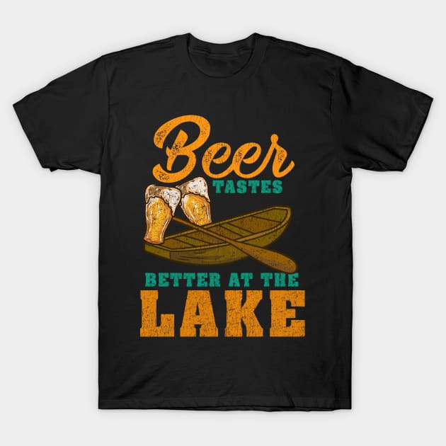 Beer Tastes Better At The Lake - Boat Fishing Gift T-Shirt by biNutz